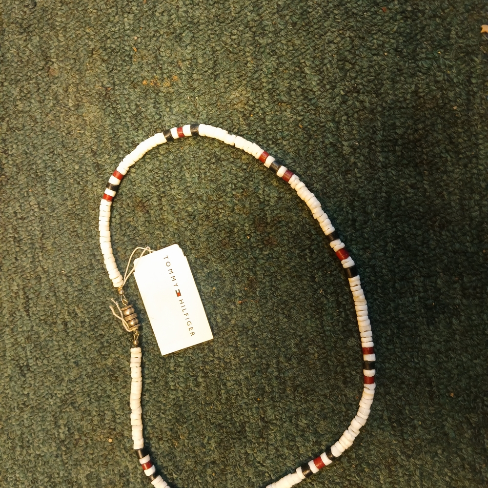 Tommy Hilfiger White and Red Beaded Necklace
